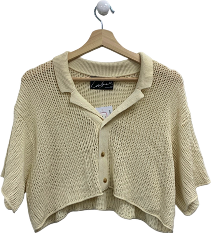 The Couture Club Beige Knit Cropped Cardigan UK 8