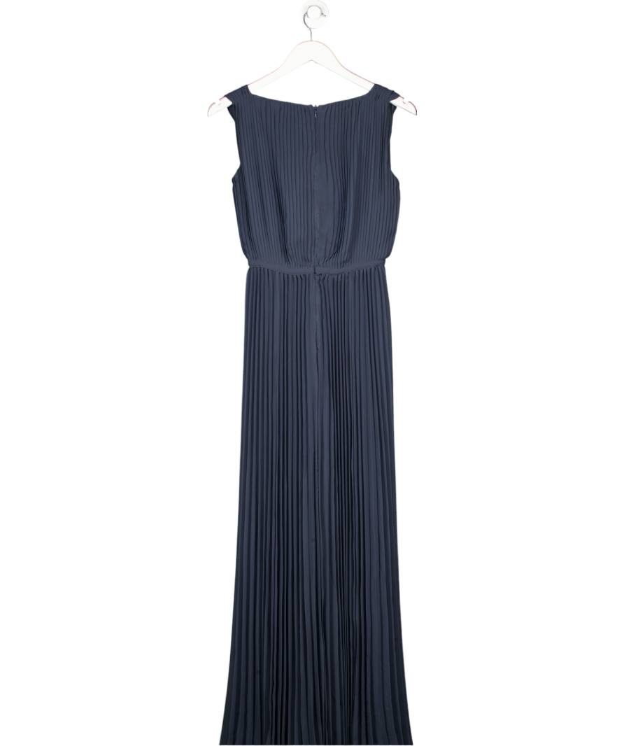 Halston Heritage Blue Navy Pleated Maxi Dress Us2 UK 6