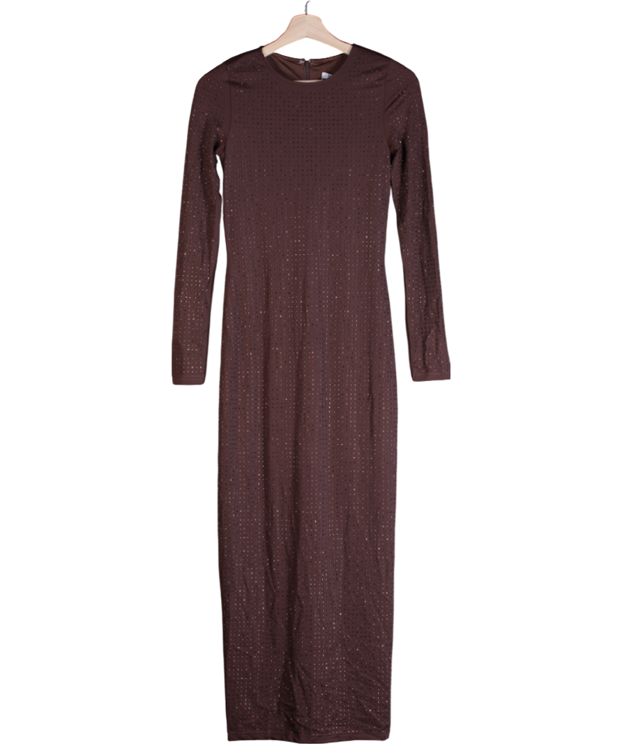 SLA the label Brown Ode Diamanté Maxi Dress UK XS