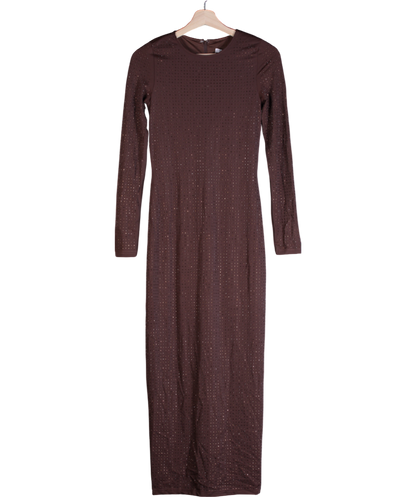 SLA the label Brown Ode Diamanté Maxi Dress UK XS