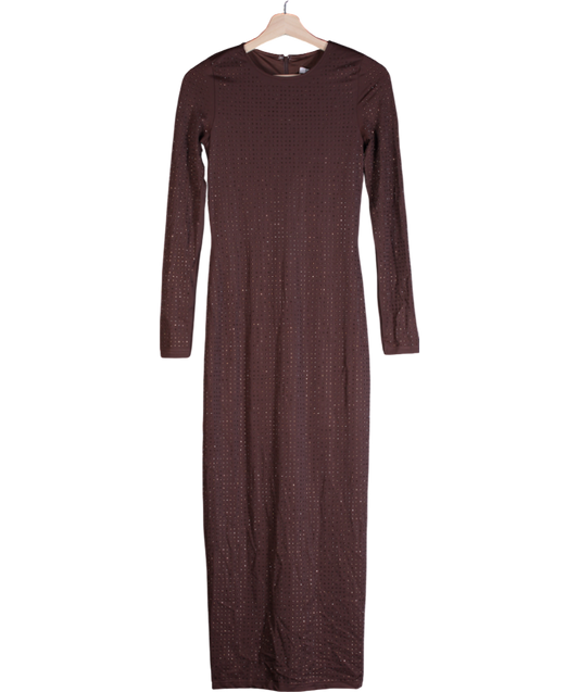 SLA the label Brown Ode Diamanté Maxi Dress UK XS