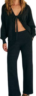 FREE PEOPLE Beach 2-piece Knitted Black Solar Sweater Lounge UK M