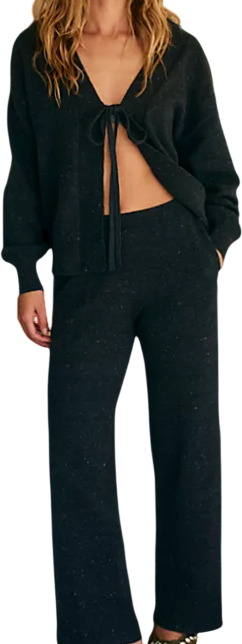 FREE PEOPLE Beach 2-piece Knitted Black Solar Sweater Lounge UK M