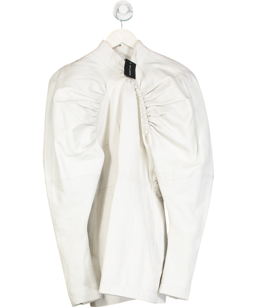 Rotate Birger Christensen Cream Kim Button Detailed Faux Leather Mini Dress UK 6