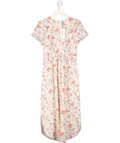 Cefinn Cream Mira Silk Floral Midi Dress UK 8
