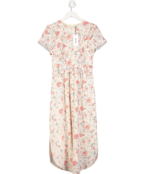 Cefinn Cream Mira Silk Floral Midi Dress UK 8