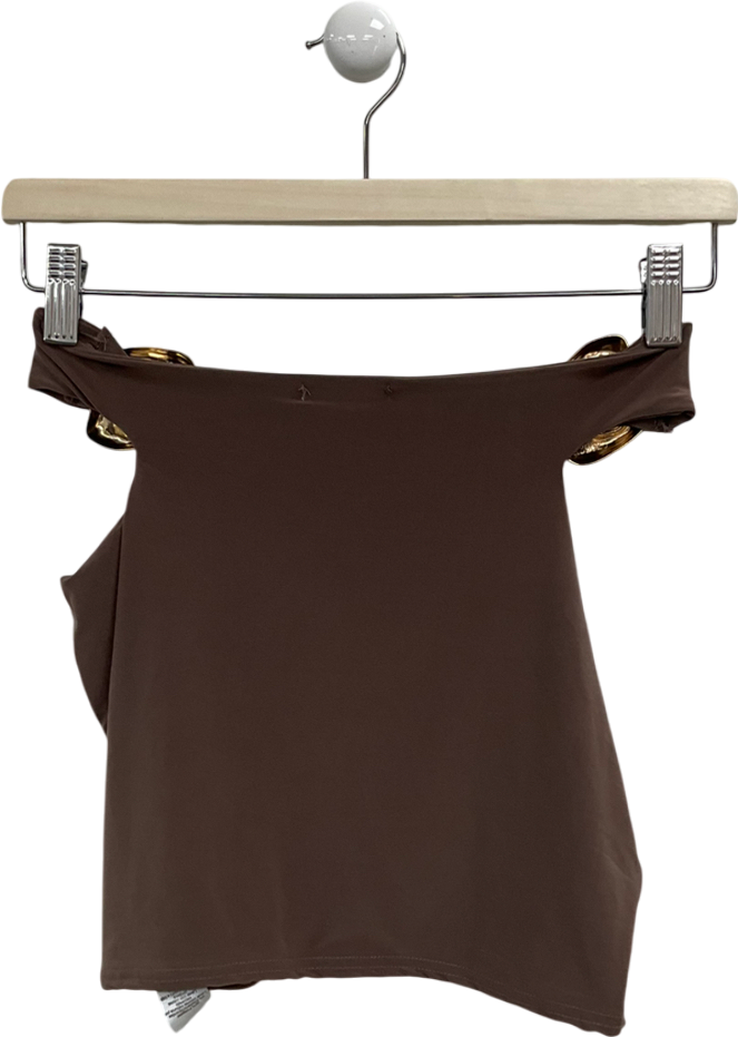 PrettyLittleThing Brown Ring Detail Mini Skirt UK 8