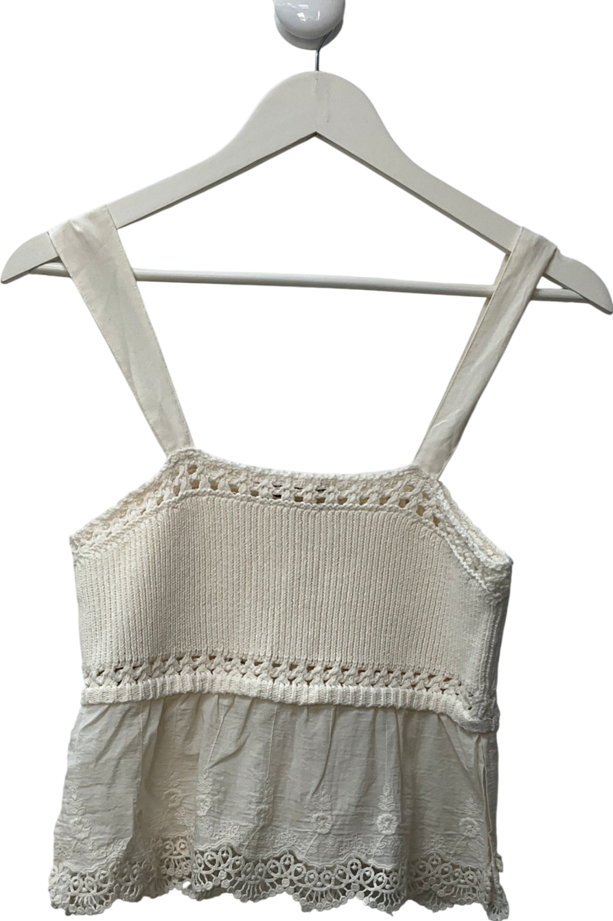 ZARA Cream Crochet Crop Top UK M