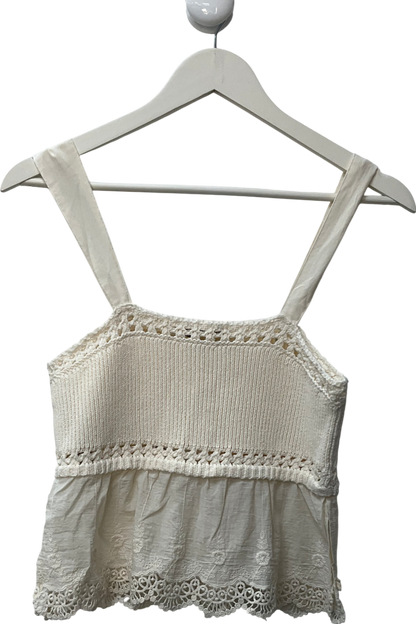 ZARA Cream Crochet Crop Top UK M