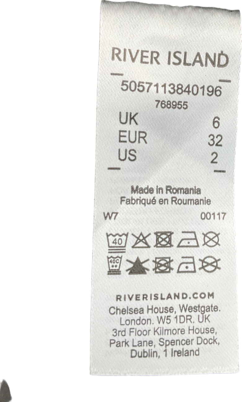 River Island Black Satin Cargo Trousers UK 6