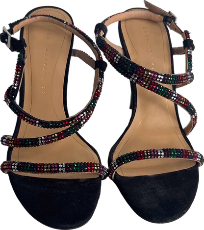 Zara Black/ Rainbow Crystal Strappy Heels EU 37 UK 4