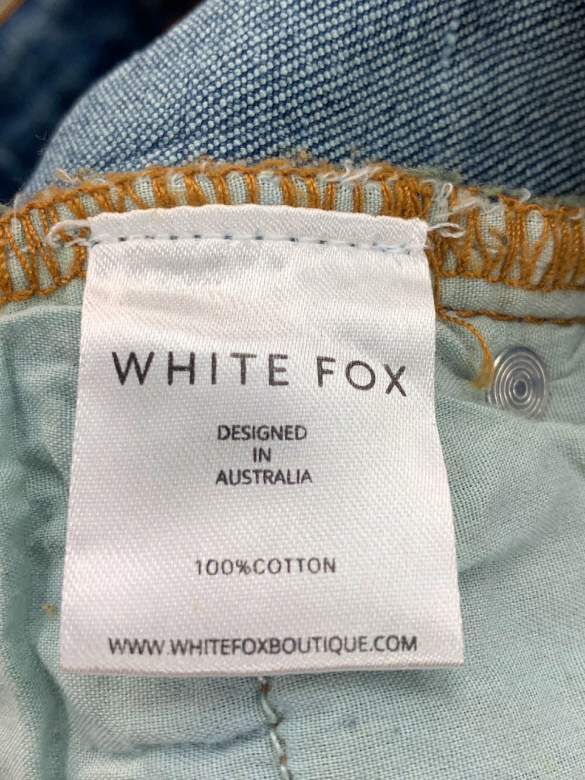 White Fox Mid Vintage Blue Wait For No One Jeans UK S