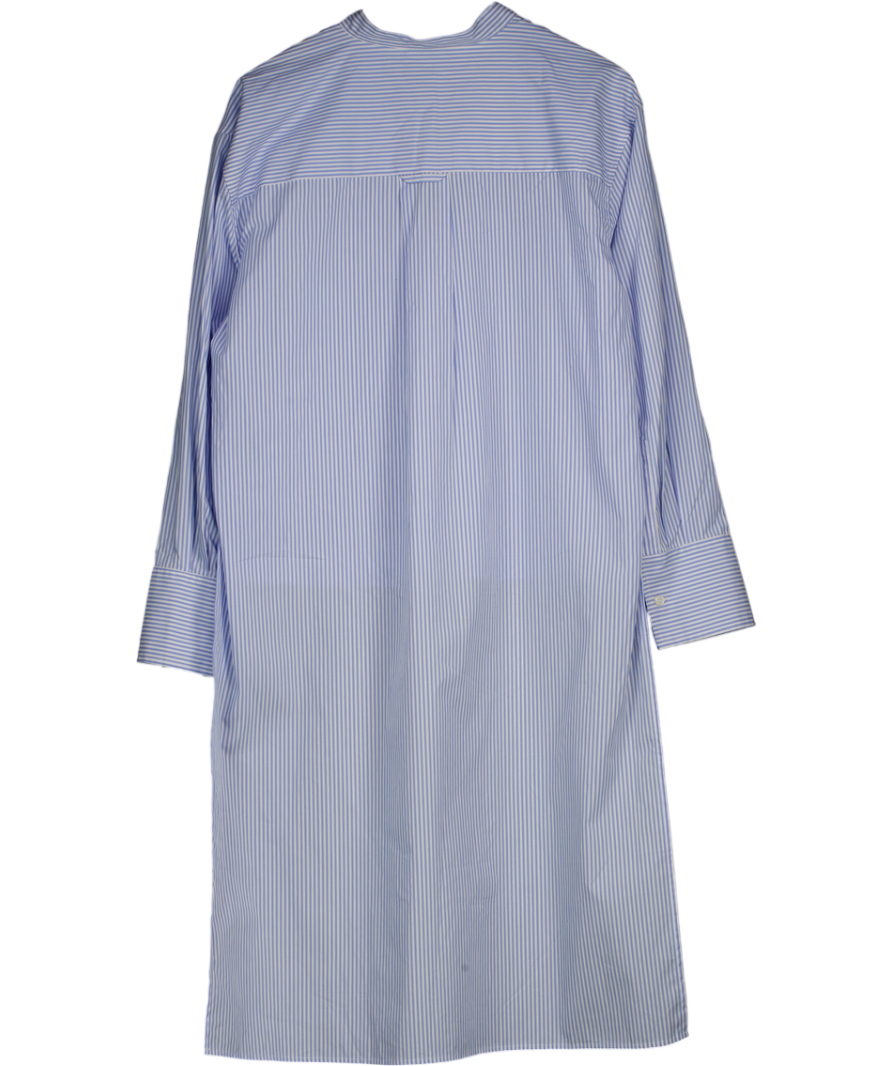 L'academie Blue & White Striped High Low Shirt UK S