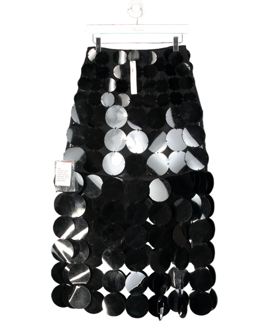 ASOS Black Oversized Sequin Fringed Midi Skirt UK 8