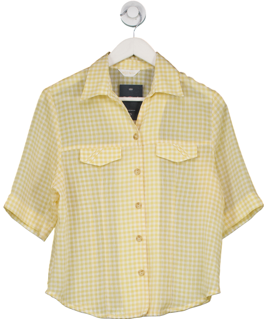 Bello Regia Linen Blend Yellow Checked Shirt UK S/M