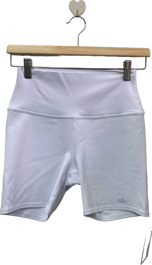 Alo Yoga White High-Waist Biker Shorts S