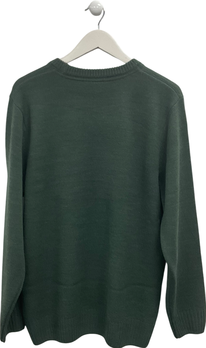 Pegasus Green Wool Blend Crew Neck Sweater UK L