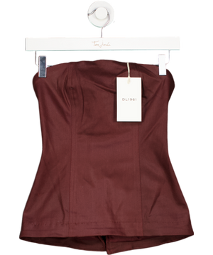 DL1961 Burgundy Red Coated Denim Bustier UK XS