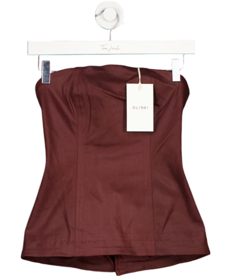 DL1961 Burgundy Red Coated Denim Bustier UK XS