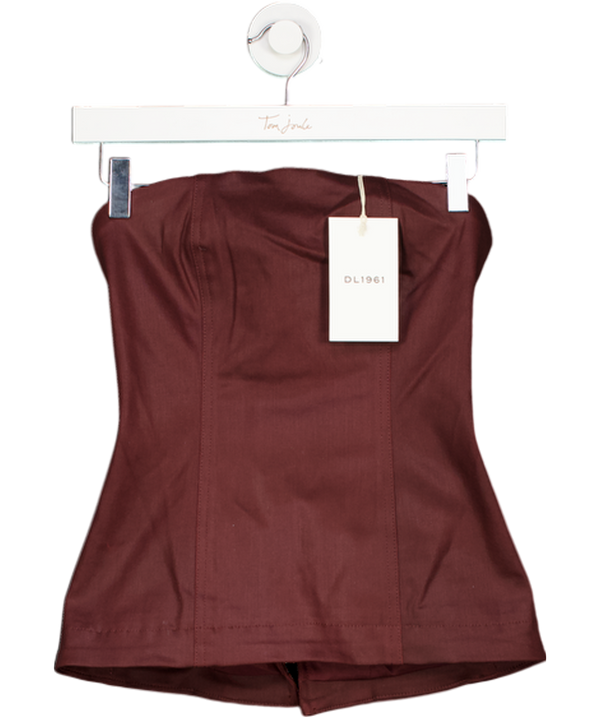 DL1961 Burgundy Red Coated Denim Bustier UK XS