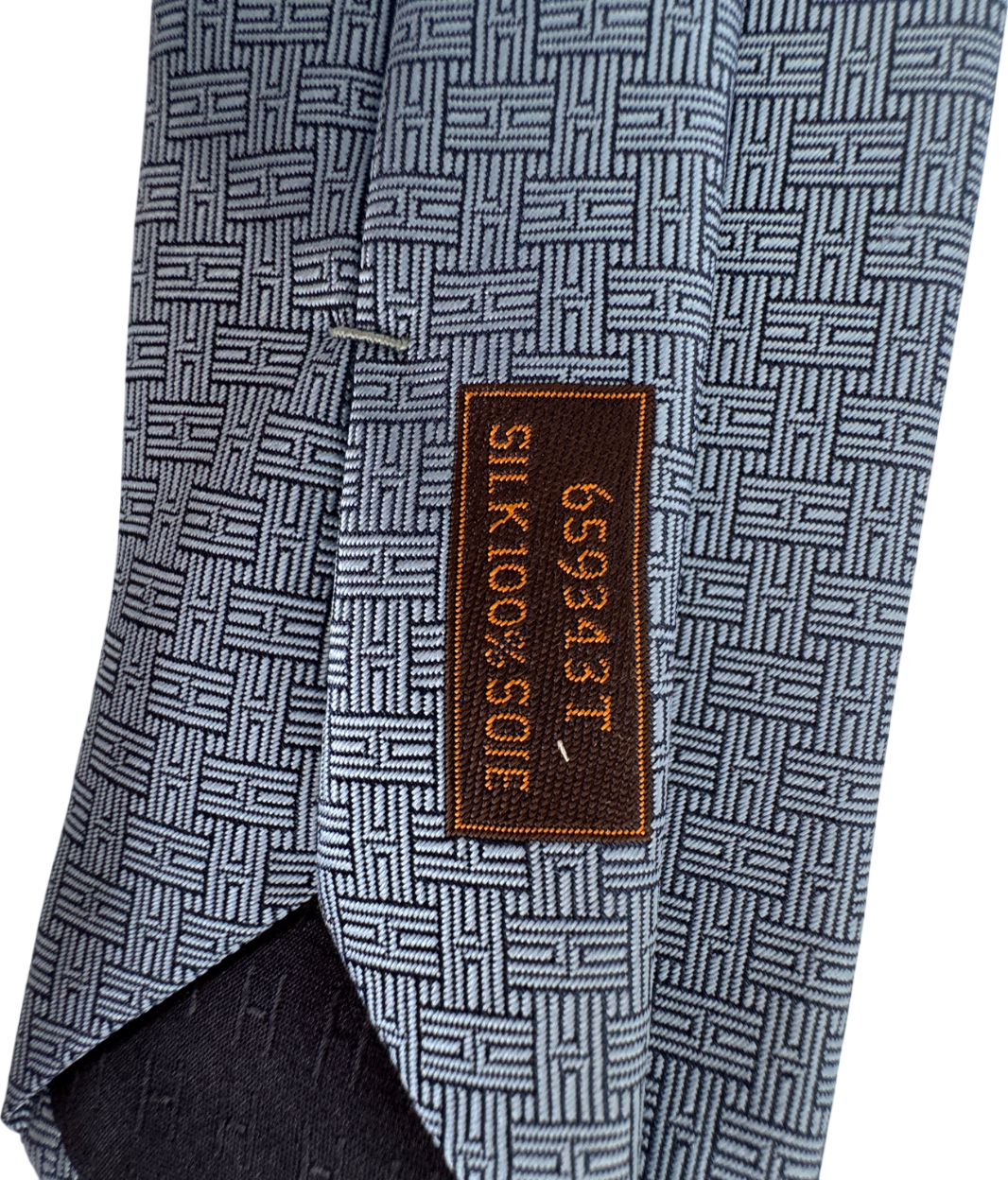 Hermès Blue 'H' Logo 100% Silk Neck Tie 659343T