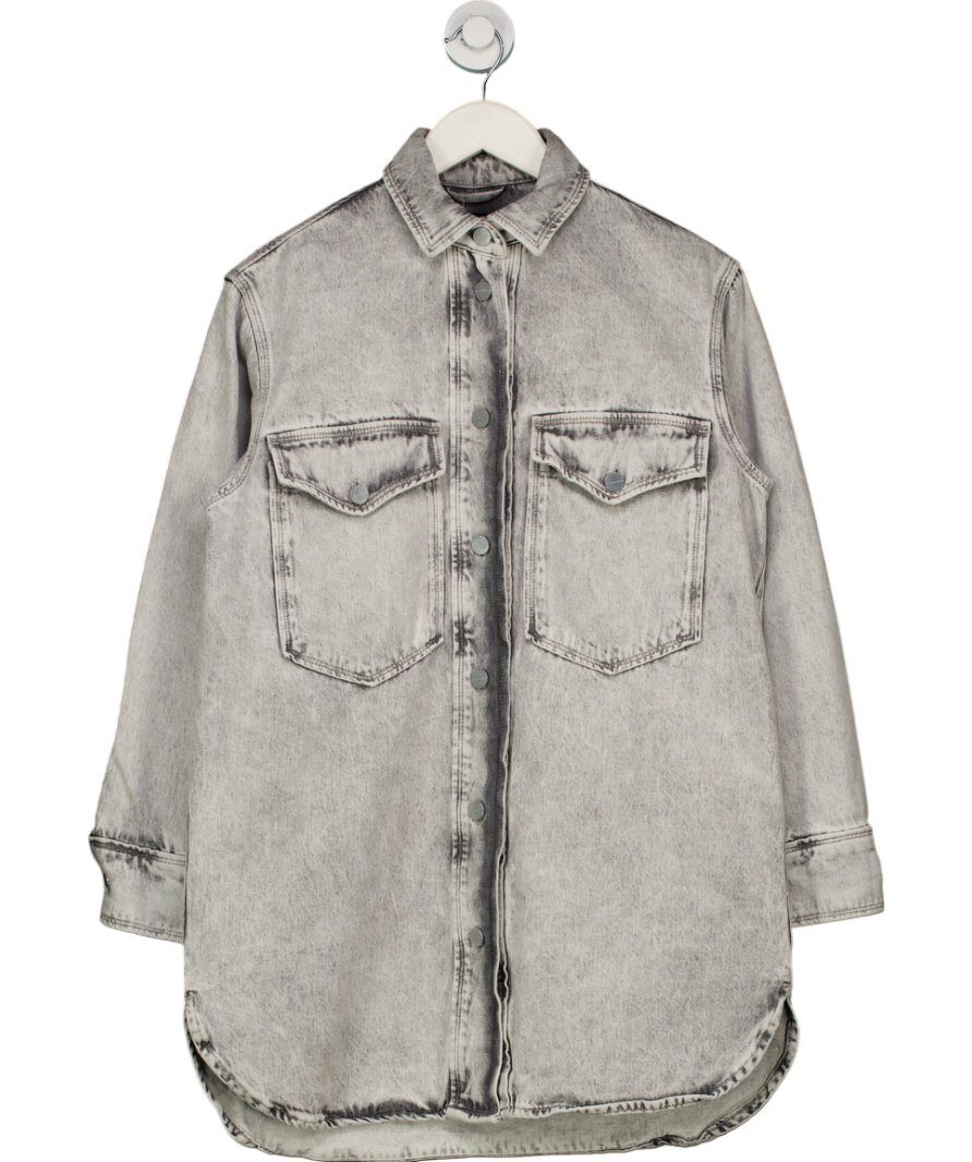 All Saints Grey Lily Oversized Denim Shacket Dress Vintage UK XS