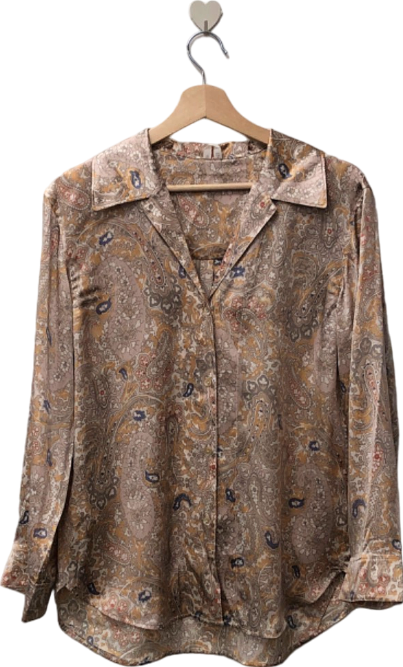 Arket Beige Paisley Pattern Shirt Blouse XS