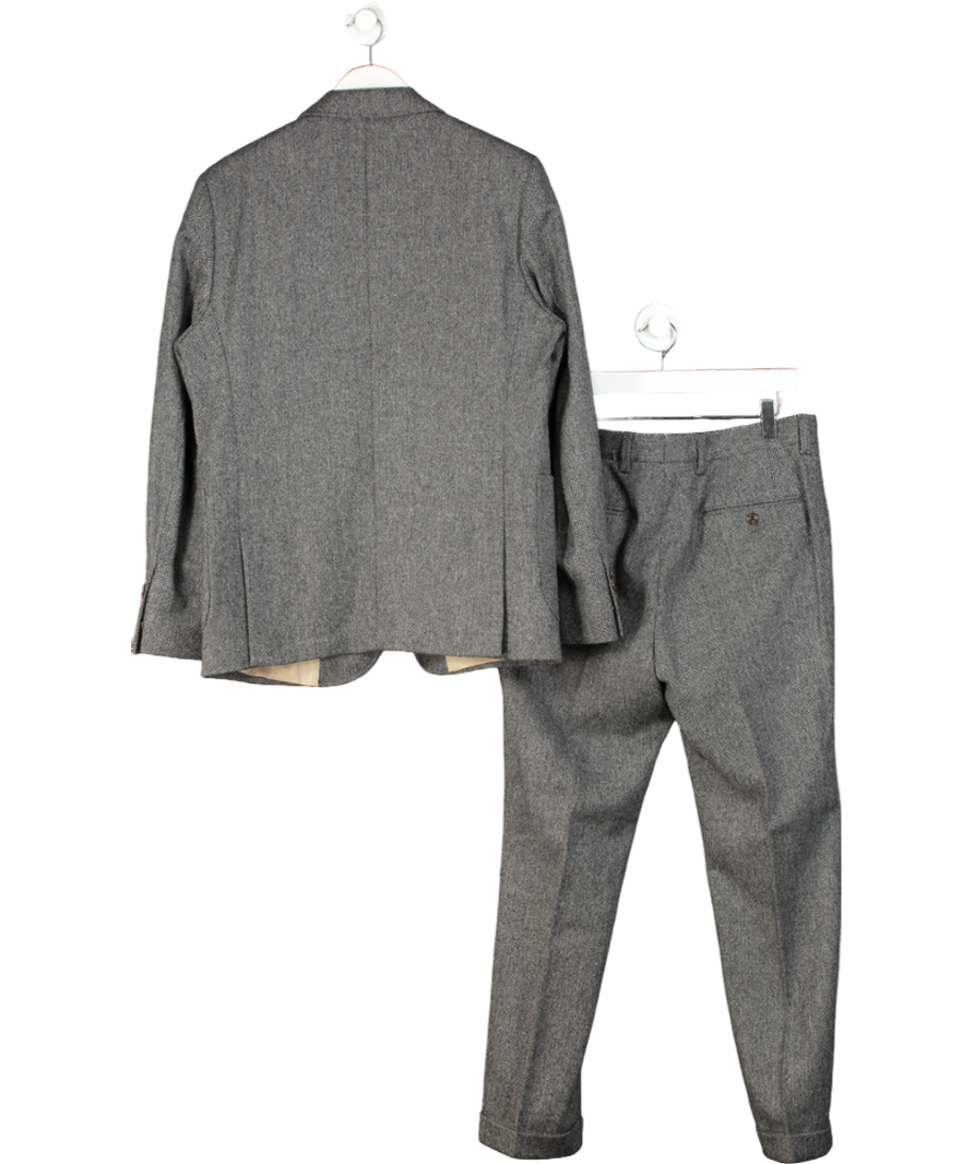 Barbour Grey Herringbone Slim Fit Suit Jacket & Trousers UK 40" CHEST