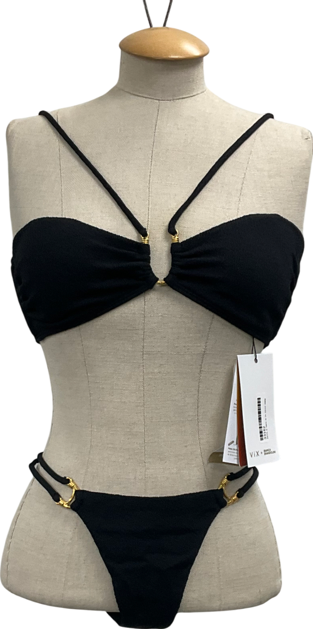 Vix + Bianca Brandolini Black Firenze Callie Bandeau Top & Firenze Callie Detail Bottom UK S/M