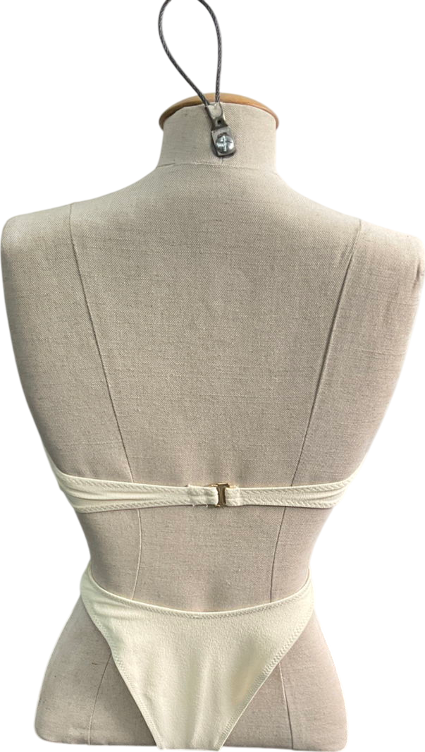 SAME Los Angeles Cream Rose Bandeau Bikini Set UK S