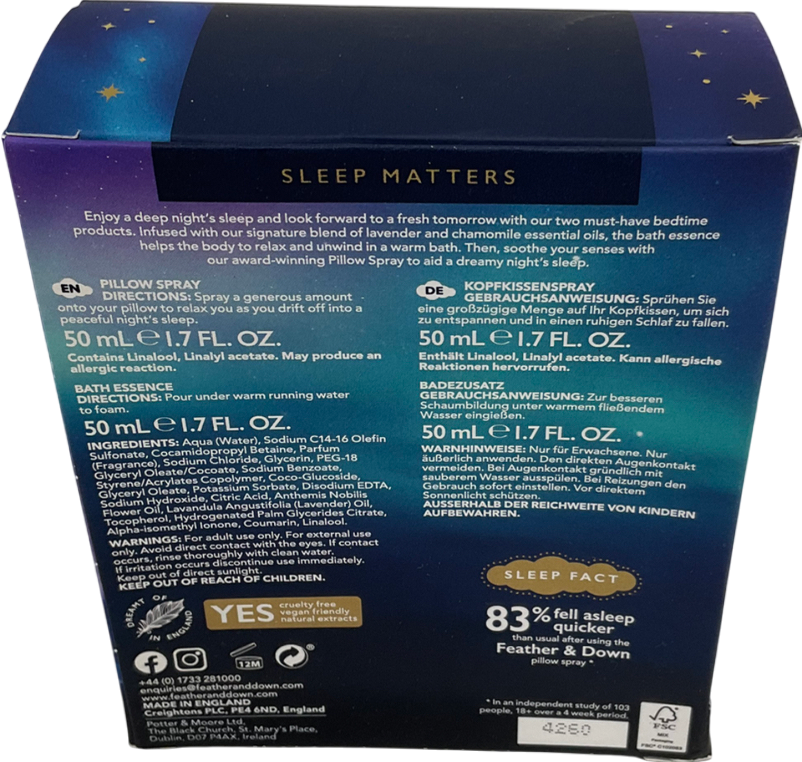 Feather & Down Sleep Sanctuary Pillow Spray & Bath Essence 2 x 50 ml