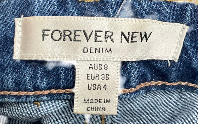 FOREVER NEW Blue Bright Wash Straight Leg Jean UK 10