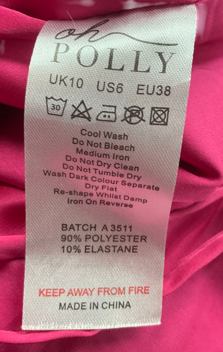 Oh Polly Pink Timeless Romance Ruched Asymmetric Satin Mini Dress UK 10