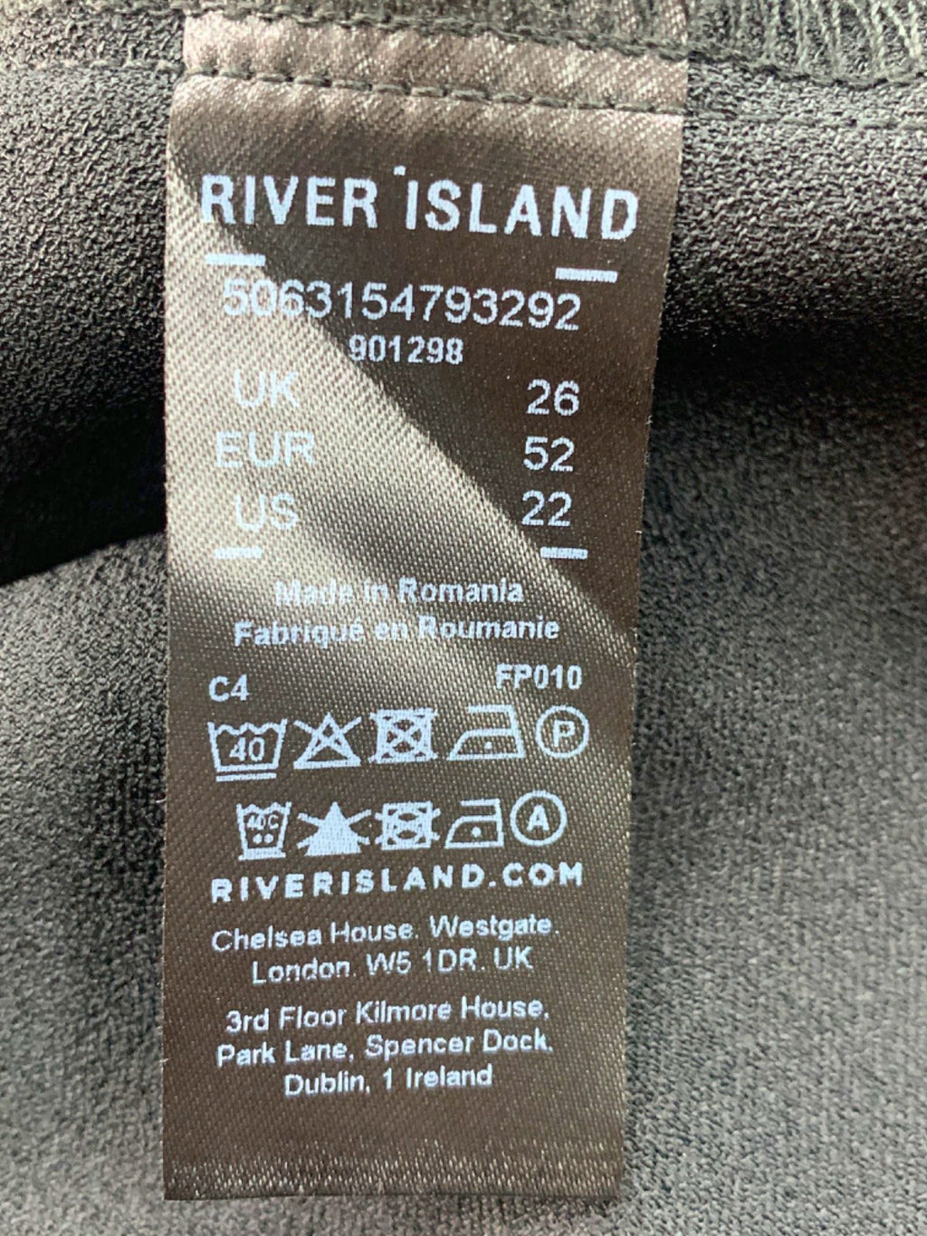 River Island Black Sleeveless Top UK 26