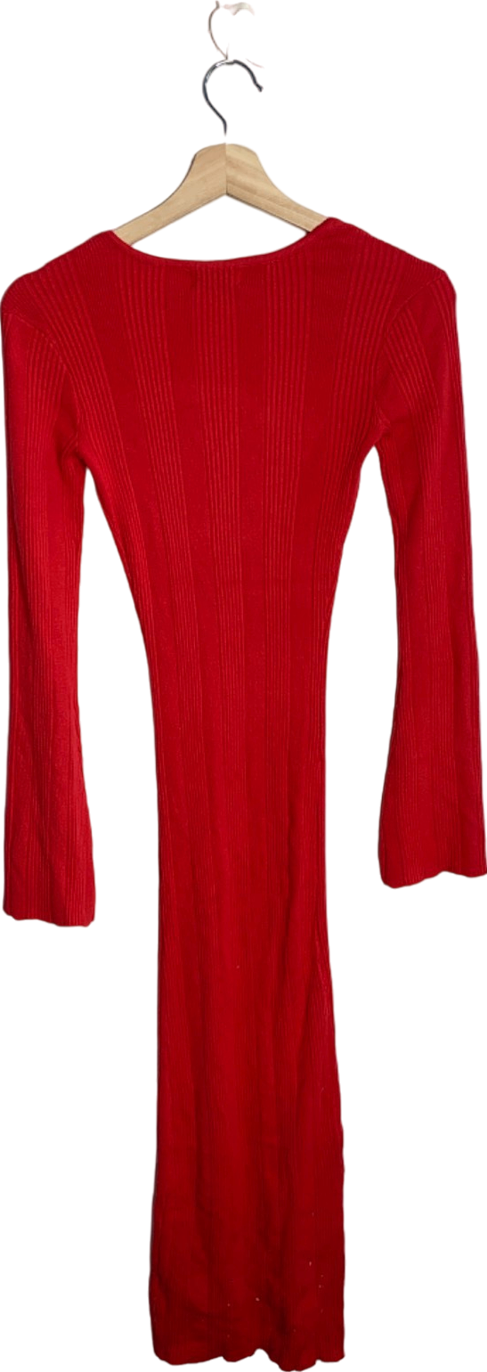 Pretty Lavish Scarlet Red Lana Sweetheart Neck Knit Dress XS