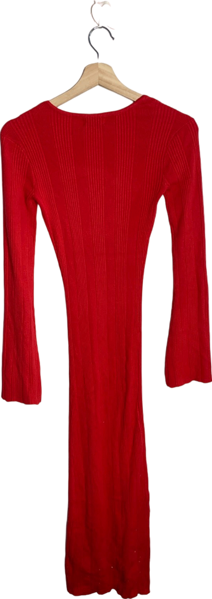Pretty Lavish Scarlet Red Lana Sweetheart Neck Knit Dress XS