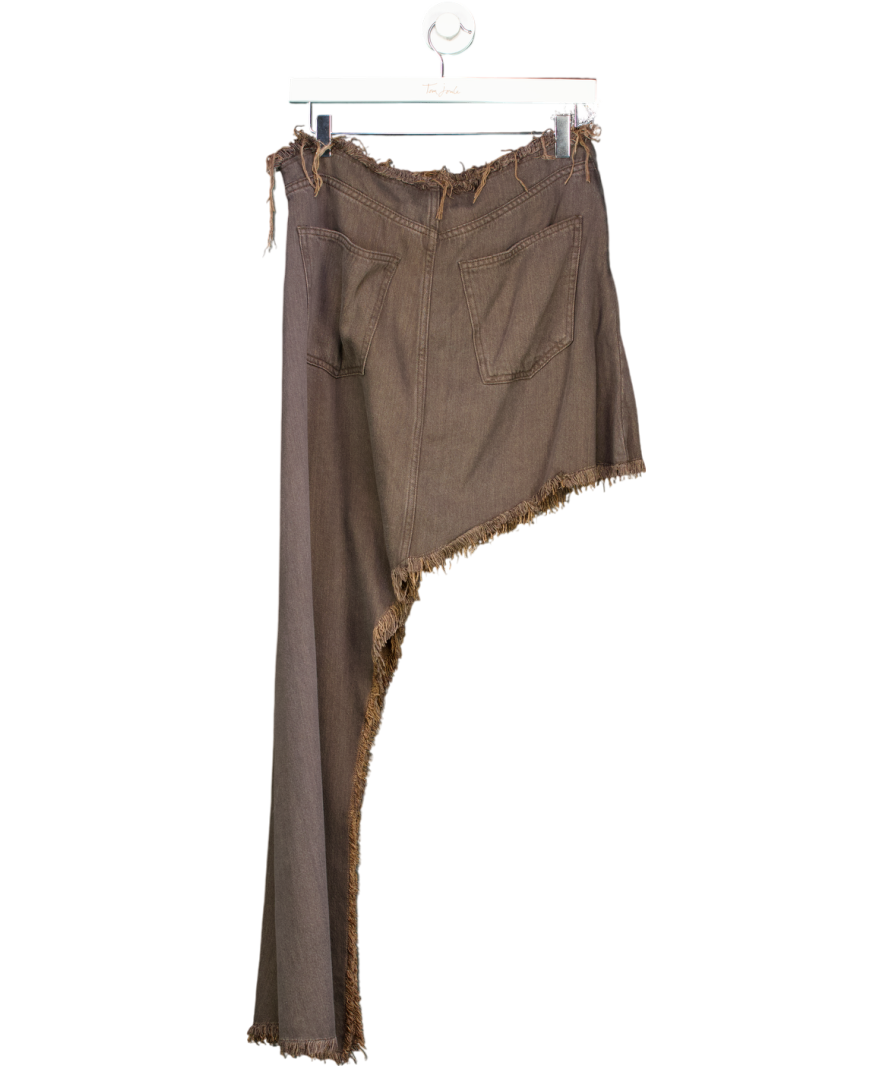 Topshop Brown Denim Asymmetric Skirt UK 10