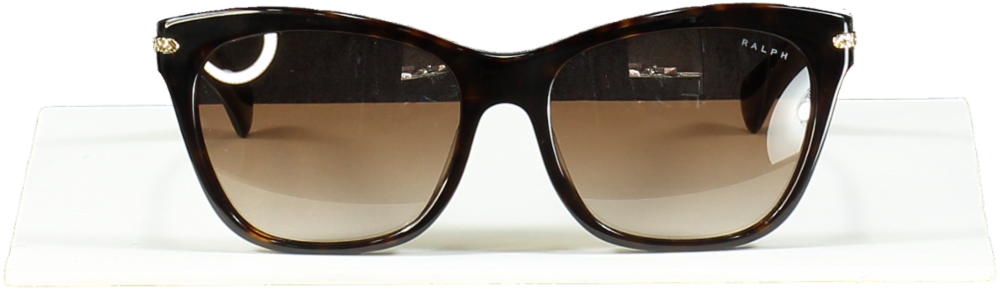 Ralph Lauren Shiny Dark Havana Gradient Brown Sunglasses in case