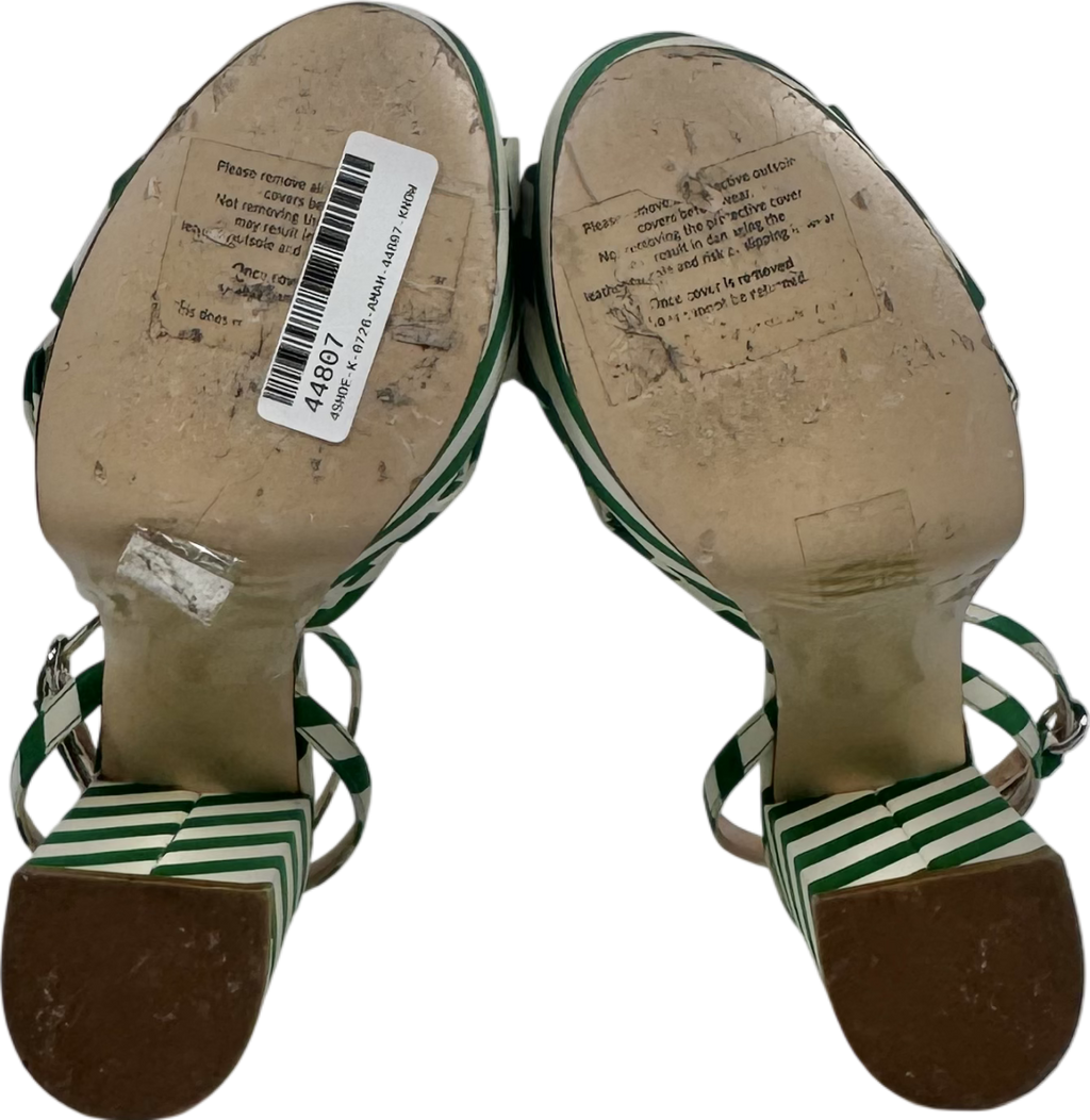 LK Bennett Amanda Green And White Stripe Fabric Platform Sandals UK 4 EU 37 👠