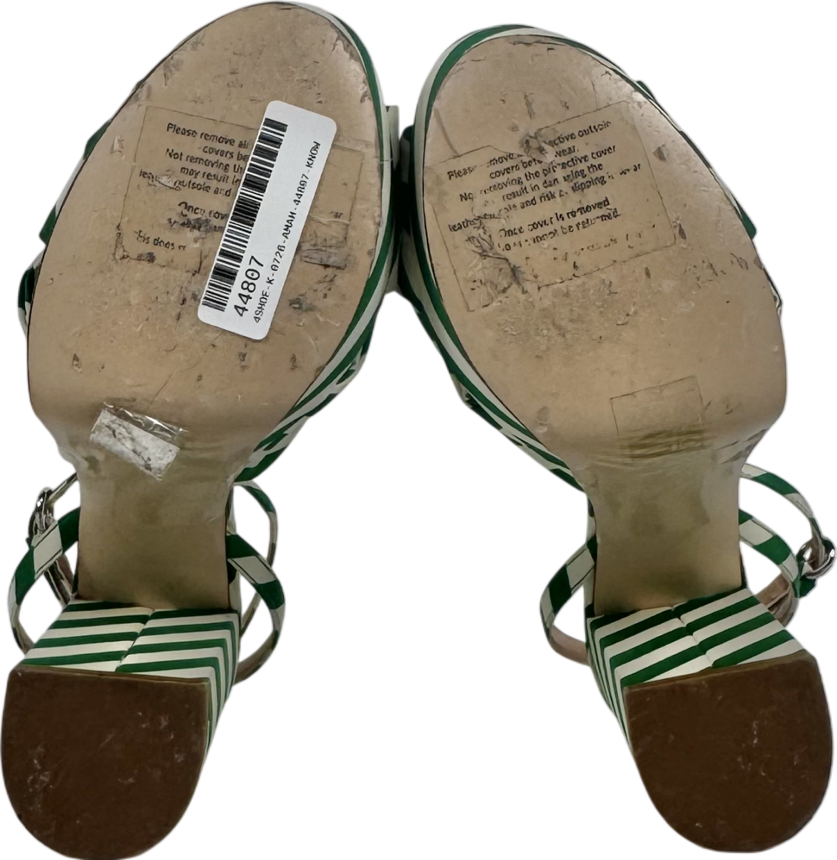 LK Bennett Amanda Green And White Stripe Fabric Platform Sandals UK 4 EU 37 👠