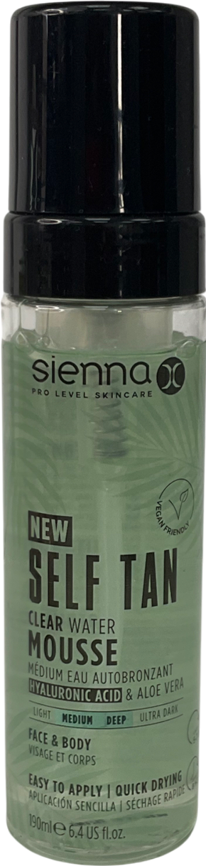 Sienna X Self Tan Clear Water Mousse Medium 190ml