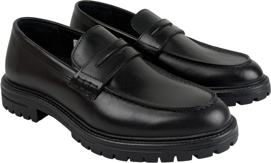Dune Black Leather Chunky Loafers UK 8 EU 42 👞