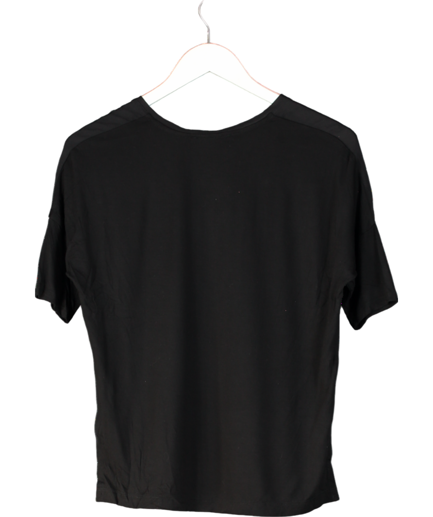 Set Black Zoey 100% Silk Button T-shirt UK 6