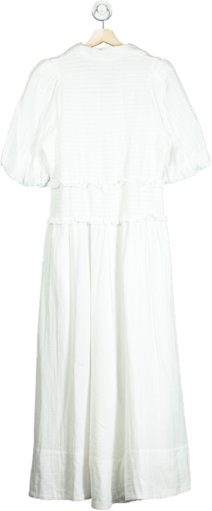 ME+EM Soft White Cheesecloth Shirred Maxi Shirt Dress UK 12