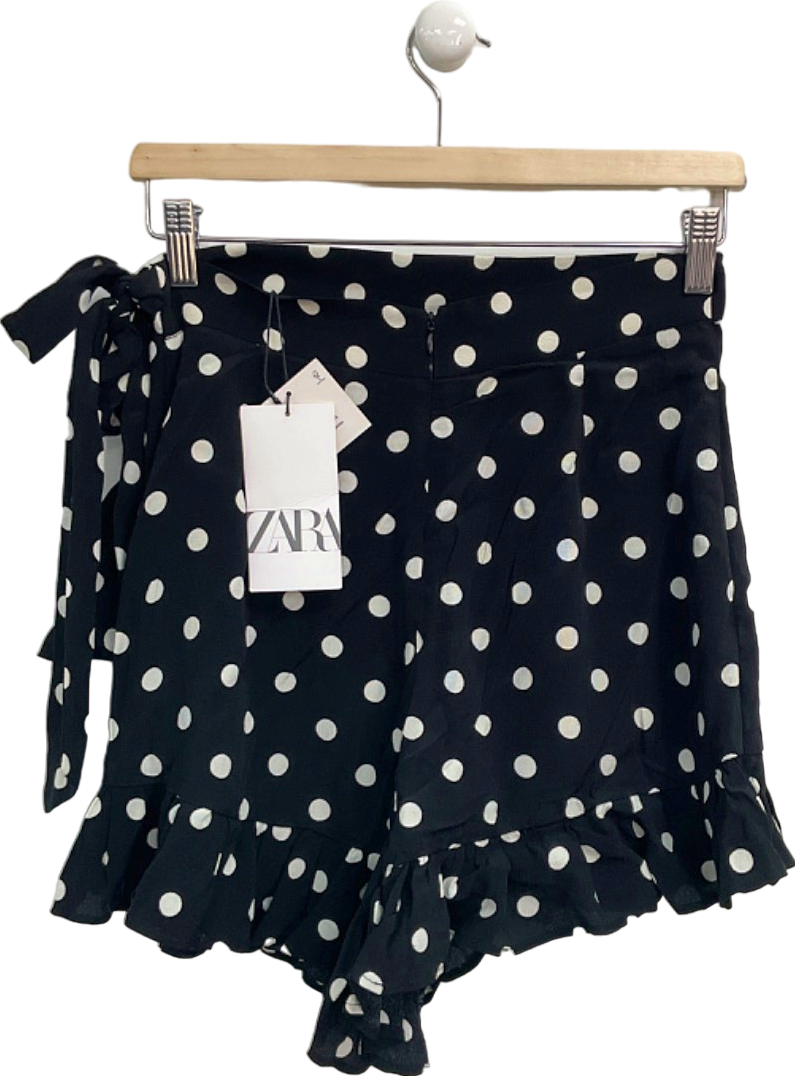 Zara Black Polka Dot Wrap Skort UK S