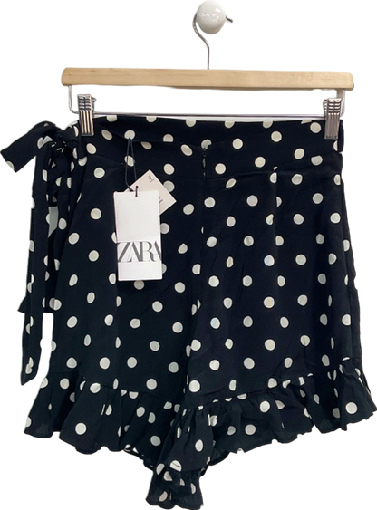 Zara Black Polka Dot Wrap Skort UK S