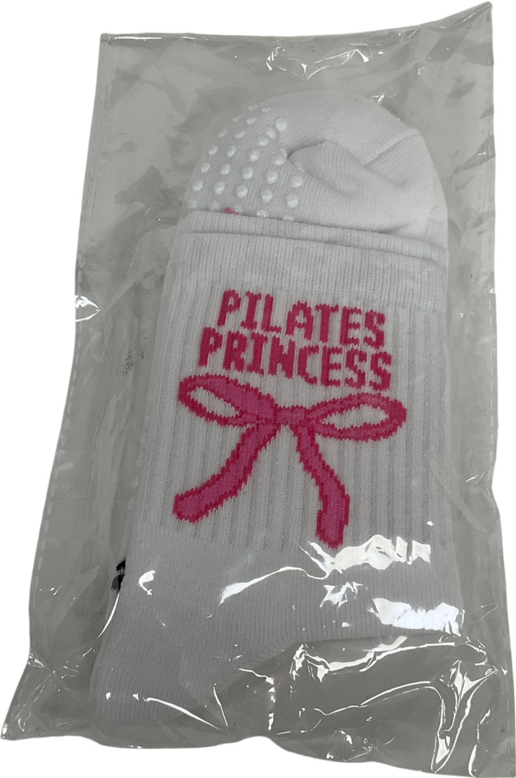 chesca White The Bow Pilates Grip Socks One Size