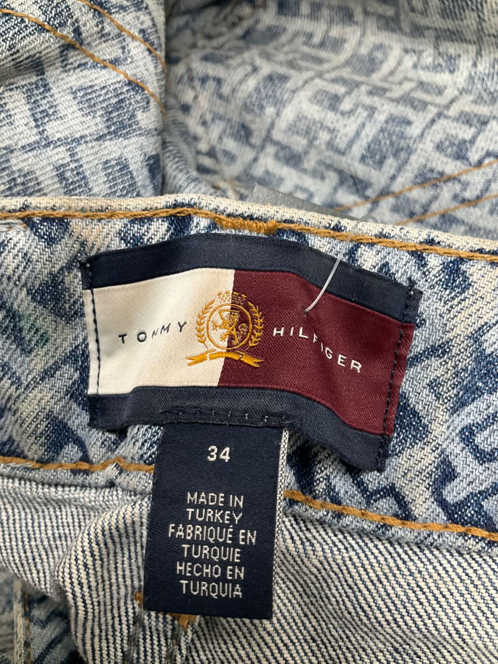 Tommy Hilfiger Blue Monogram Logo Wide Leg Jeans UK 6