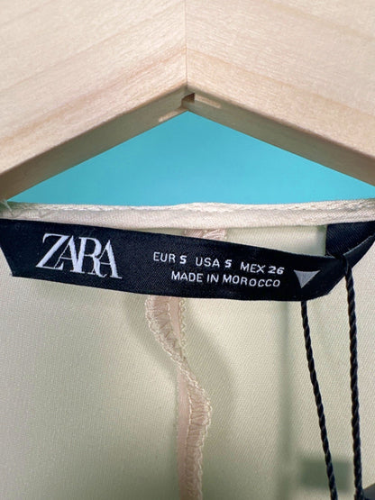 Zara Cream Long Sleeve Midi Dress UK S