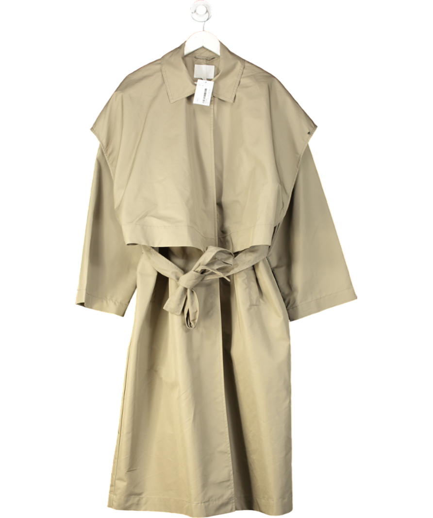 H&M Green Light Khaki Maxi Trench Coat UK XL